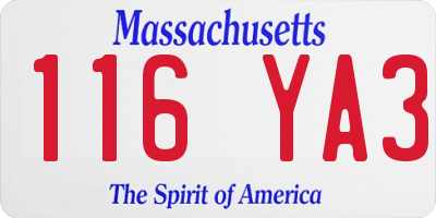 MA license plate 116YA3