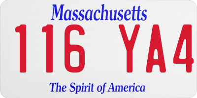 MA license plate 116YA4