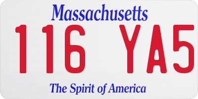 MA license plate 116YA5