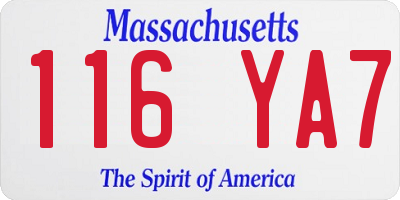 MA license plate 116YA7