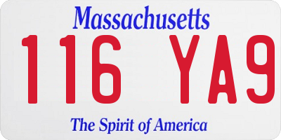 MA license plate 116YA9