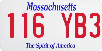 MA license plate 116YB3