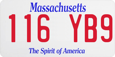 MA license plate 116YB9