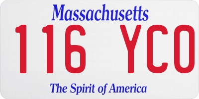 MA license plate 116YC0