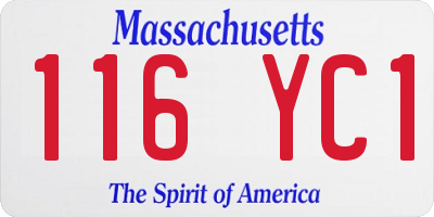 MA license plate 116YC1