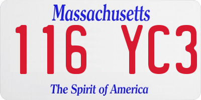 MA license plate 116YC3