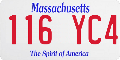MA license plate 116YC4