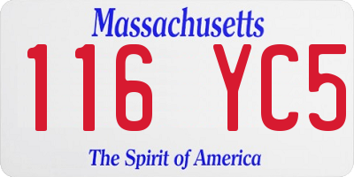 MA license plate 116YC5