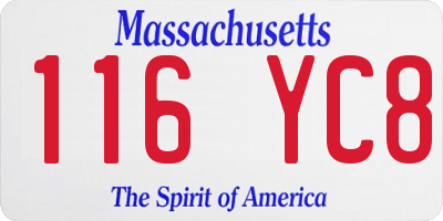 MA license plate 116YC8