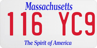 MA license plate 116YC9