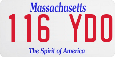 MA license plate 116YD0
