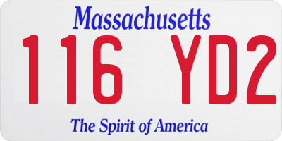 MA license plate 116YD2