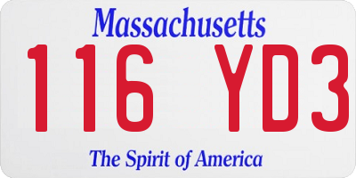 MA license plate 116YD3