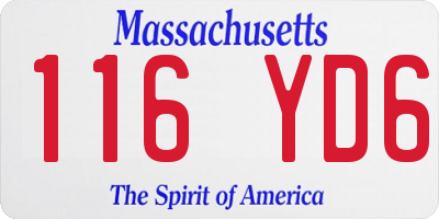 MA license plate 116YD6