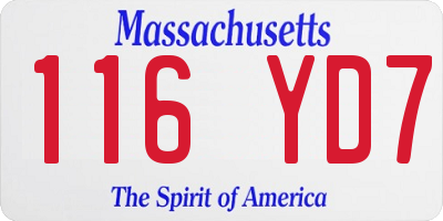 MA license plate 116YD7