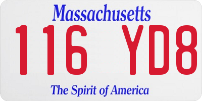 MA license plate 116YD8