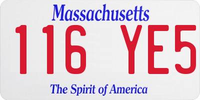 MA license plate 116YE5
