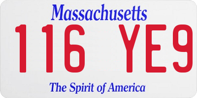 MA license plate 116YE9