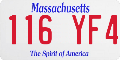 MA license plate 116YF4