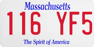 MA license plate 116YF5