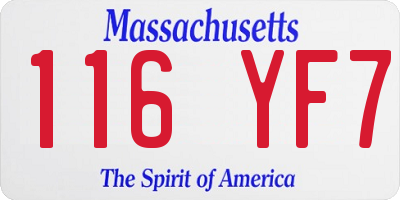MA license plate 116YF7