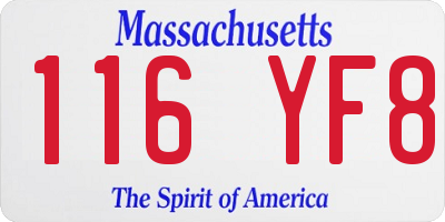 MA license plate 116YF8