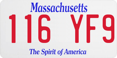 MA license plate 116YF9