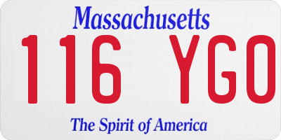 MA license plate 116YG0