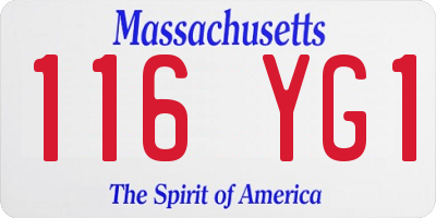 MA license plate 116YG1