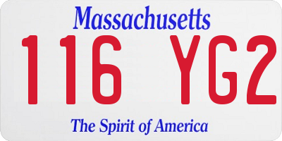 MA license plate 116YG2