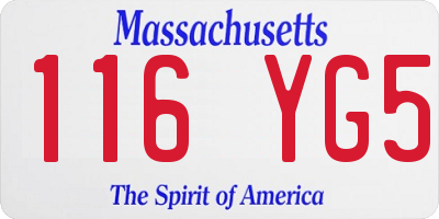MA license plate 116YG5