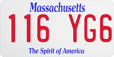 MA license plate 116YG6