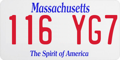 MA license plate 116YG7