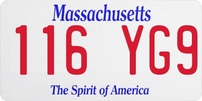 MA license plate 116YG9