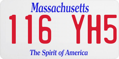 MA license plate 116YH5