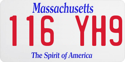 MA license plate 116YH9