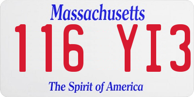 MA license plate 116YI3