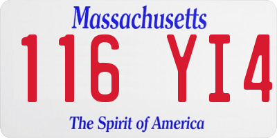 MA license plate 116YI4