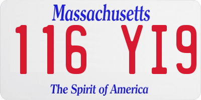 MA license plate 116YI9
