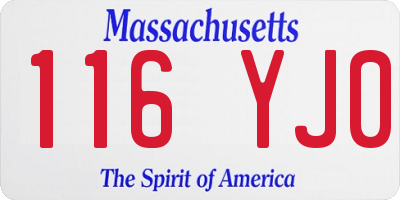 MA license plate 116YJ0