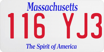 MA license plate 116YJ3