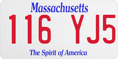 MA license plate 116YJ5
