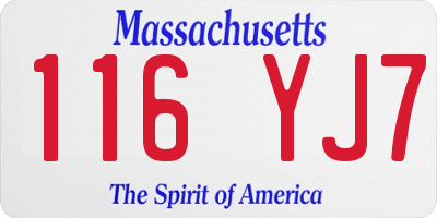 MA license plate 116YJ7