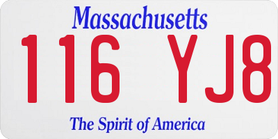 MA license plate 116YJ8