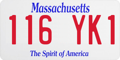 MA license plate 116YK1