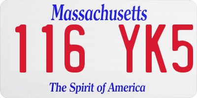 MA license plate 116YK5