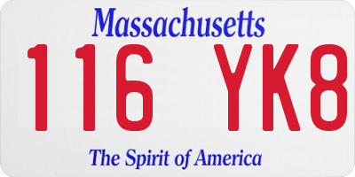 MA license plate 116YK8