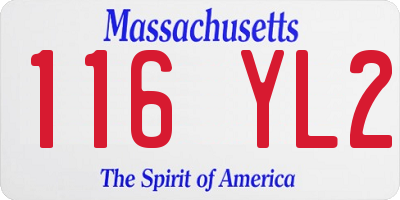 MA license plate 116YL2