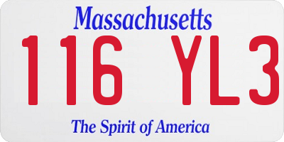 MA license plate 116YL3