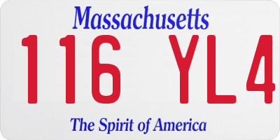 MA license plate 116YL4